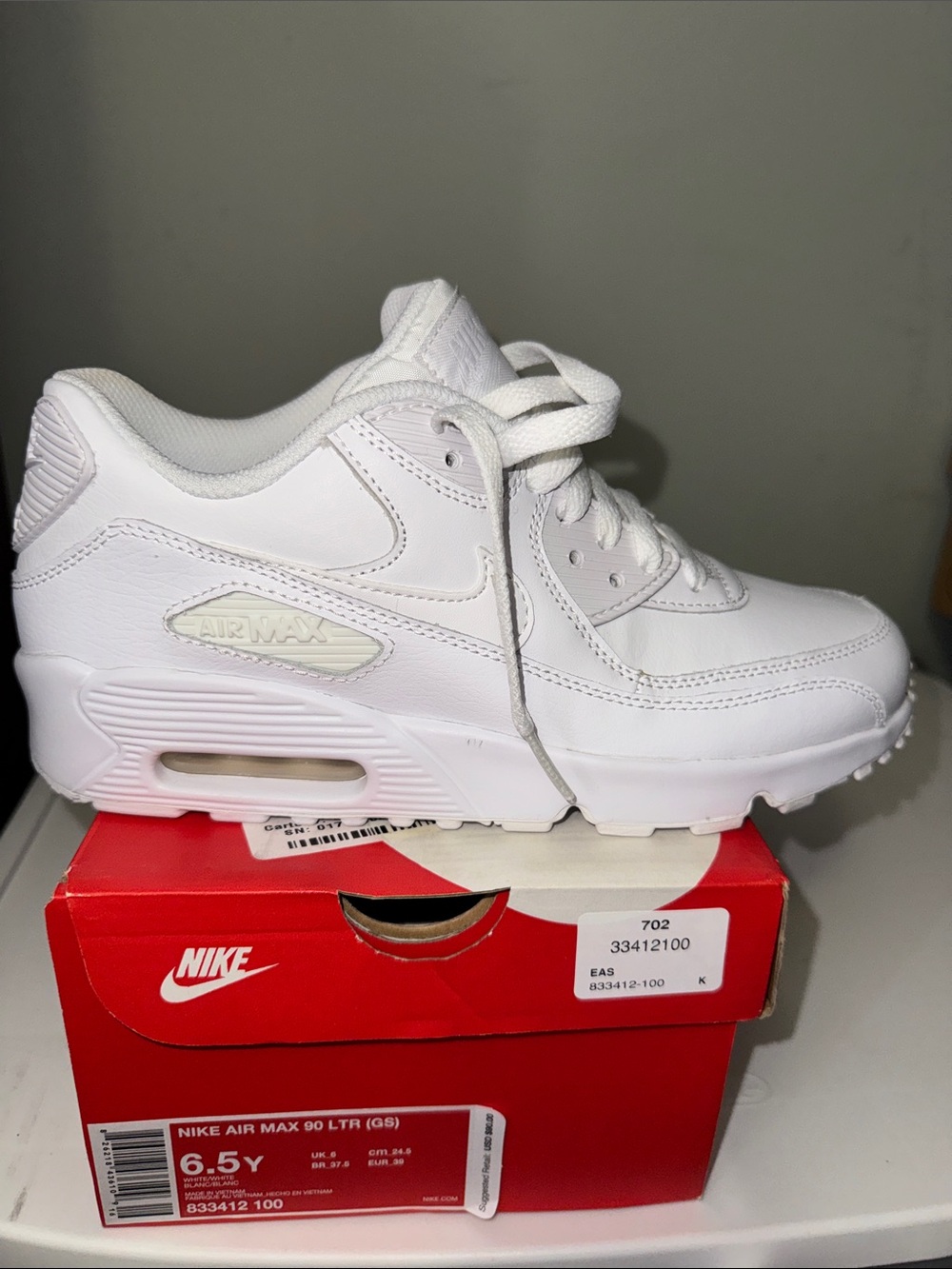 Nike Kids White Air Max 90 Low-Top Sneakers
